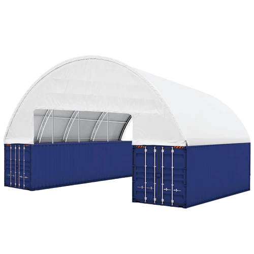 Gold Mountain Double Truss Shipping Container Canopy Shelter 60'x40'x15' - SUICS60401522 - Serenity Provision