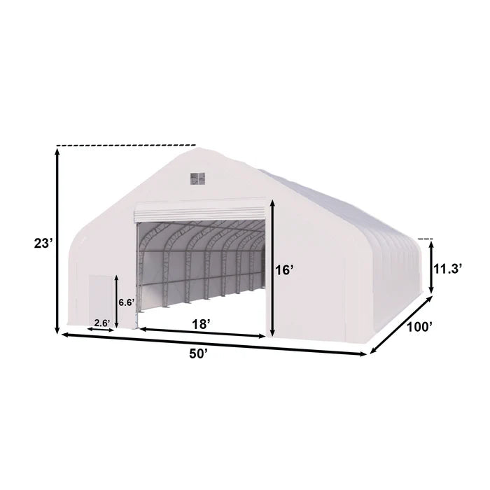 Gold Mountain Double Truss Storage Shelter W50'xL100'xH23' - SS000162