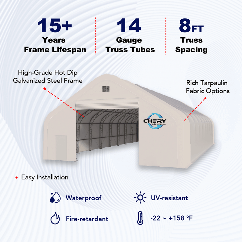 Gold Mountain Double Truss Storage Shelter W70'xL120'xH28'