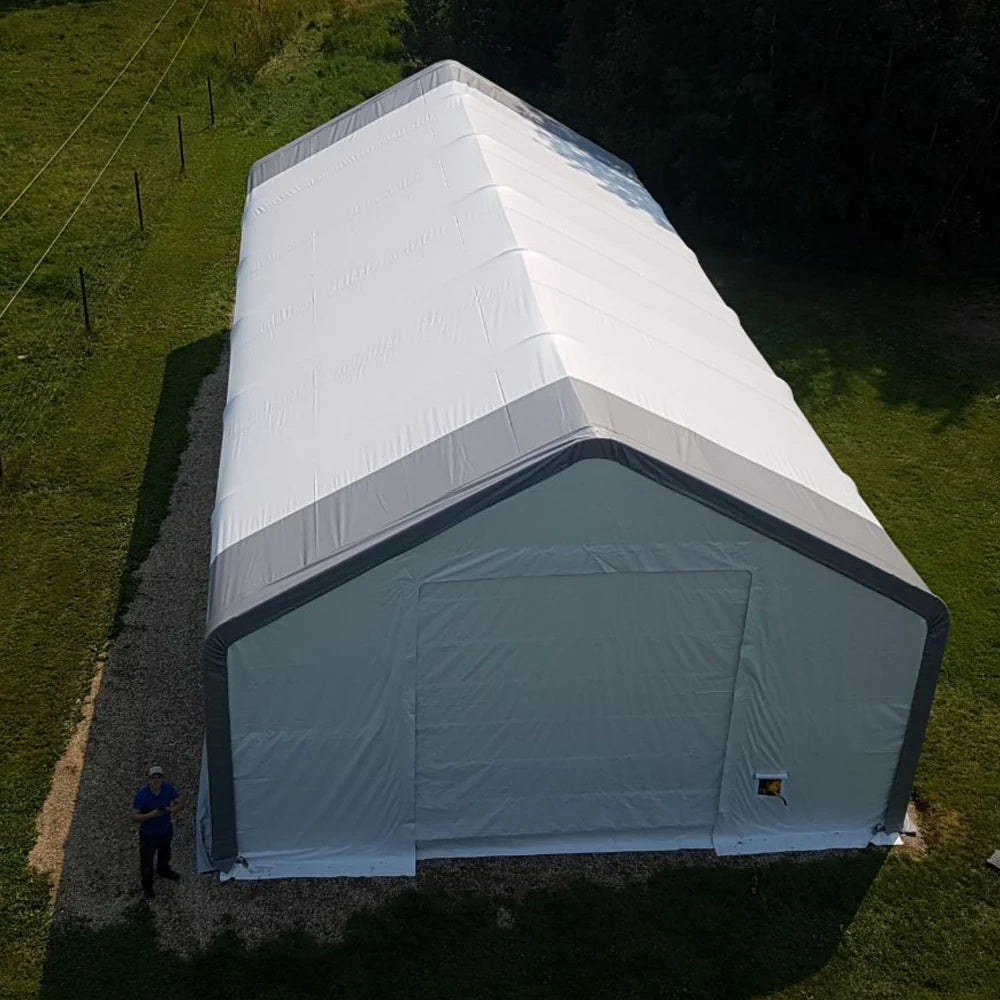 Gold Mountain Double Truss Storage Shelter W30'xL80'xH20' - SUISS308020OZ23 - Serenity Provision