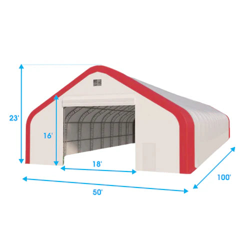 Gold Mountain Double Truss Storage Shelter W50'xL100'xH23' - SUISS5010023OZ23 - Serenity Provision
