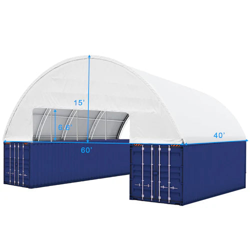 Gold Mountain Double Truss Shipping Container Canopy Shelter 60'x40'x20' - SUICS60402022 - Serenity Provision