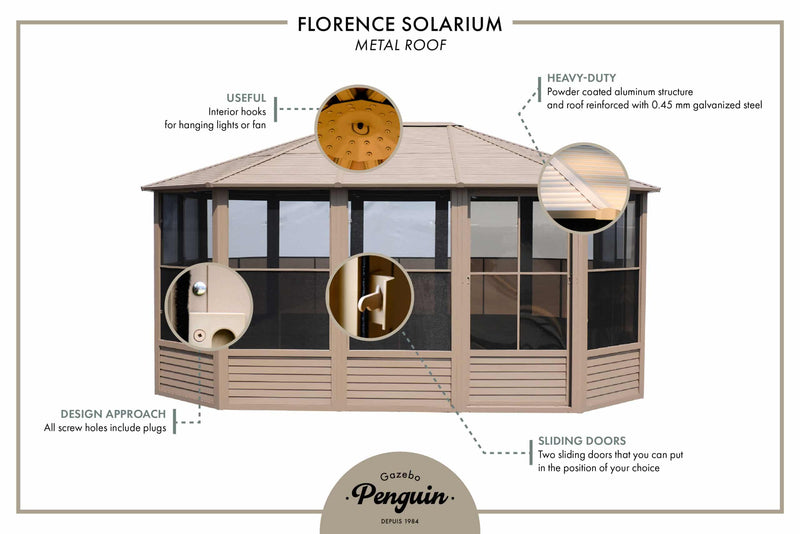 Gazebo Penguin Florence Solarium Freestanding Sunroom Metal Roof