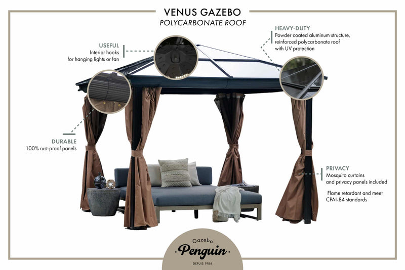 Gazebo Penguin Venus Gazebo 12'x14' Polycarbonate Roof - 43224