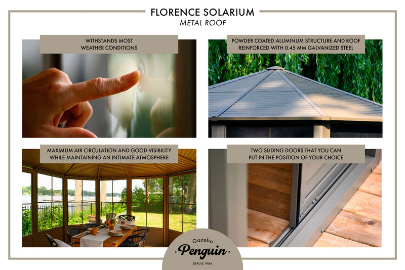 Gazebo Penguin Florence Solarium Freestanding Sunroom Metal Roof