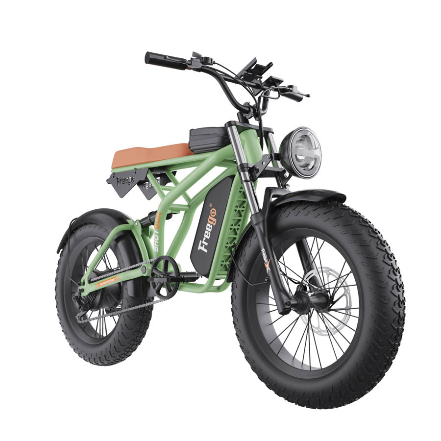 Freego F1 Pro(Camouflage Green) Fat Tires Off Road Electric Bike 7 Speed Gears