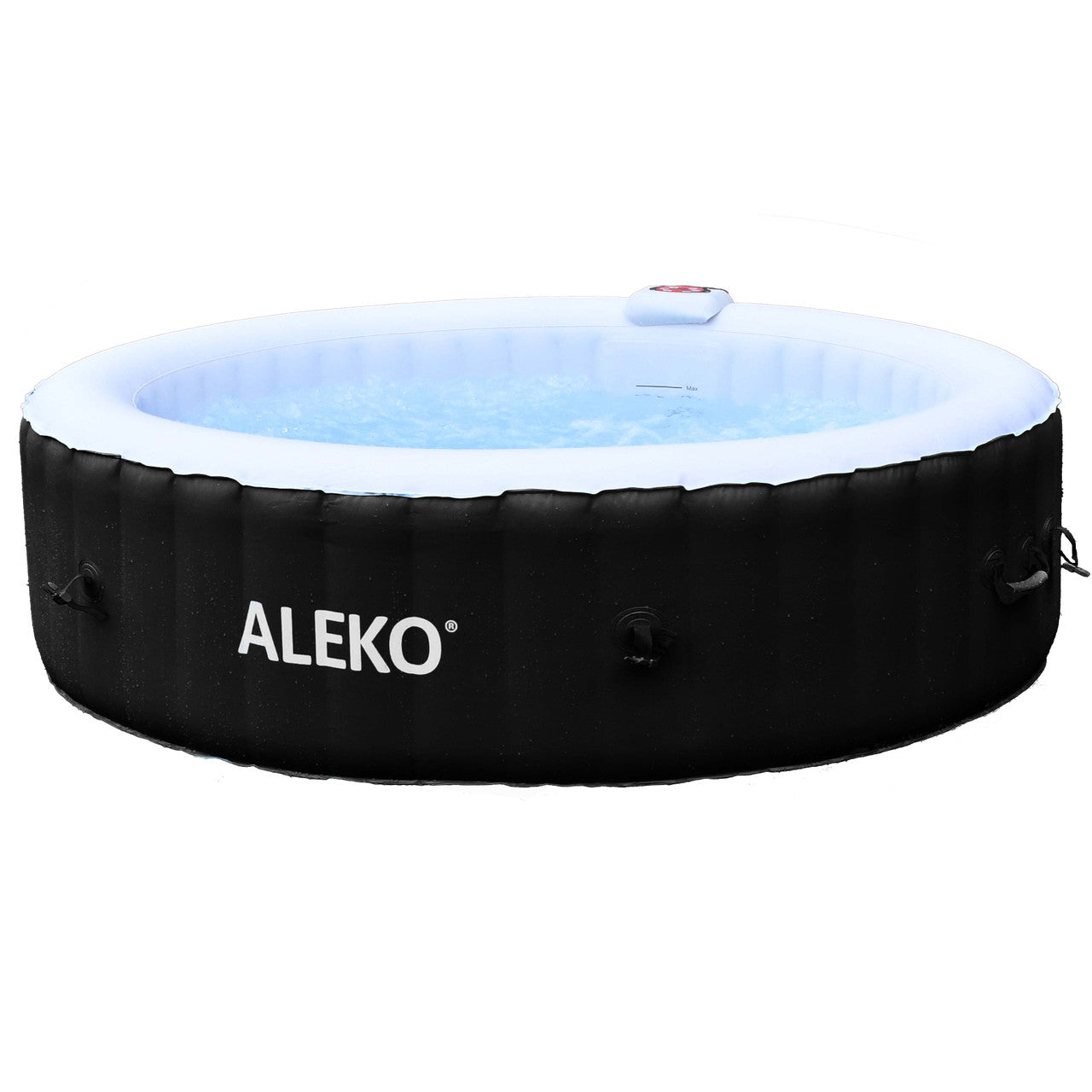 Aleko Round Inflatable Jetted Hot Tub with Cover - 6 Person - 265 Gallon - Black and White  HTIR6BKW-AP - Serenity Provision