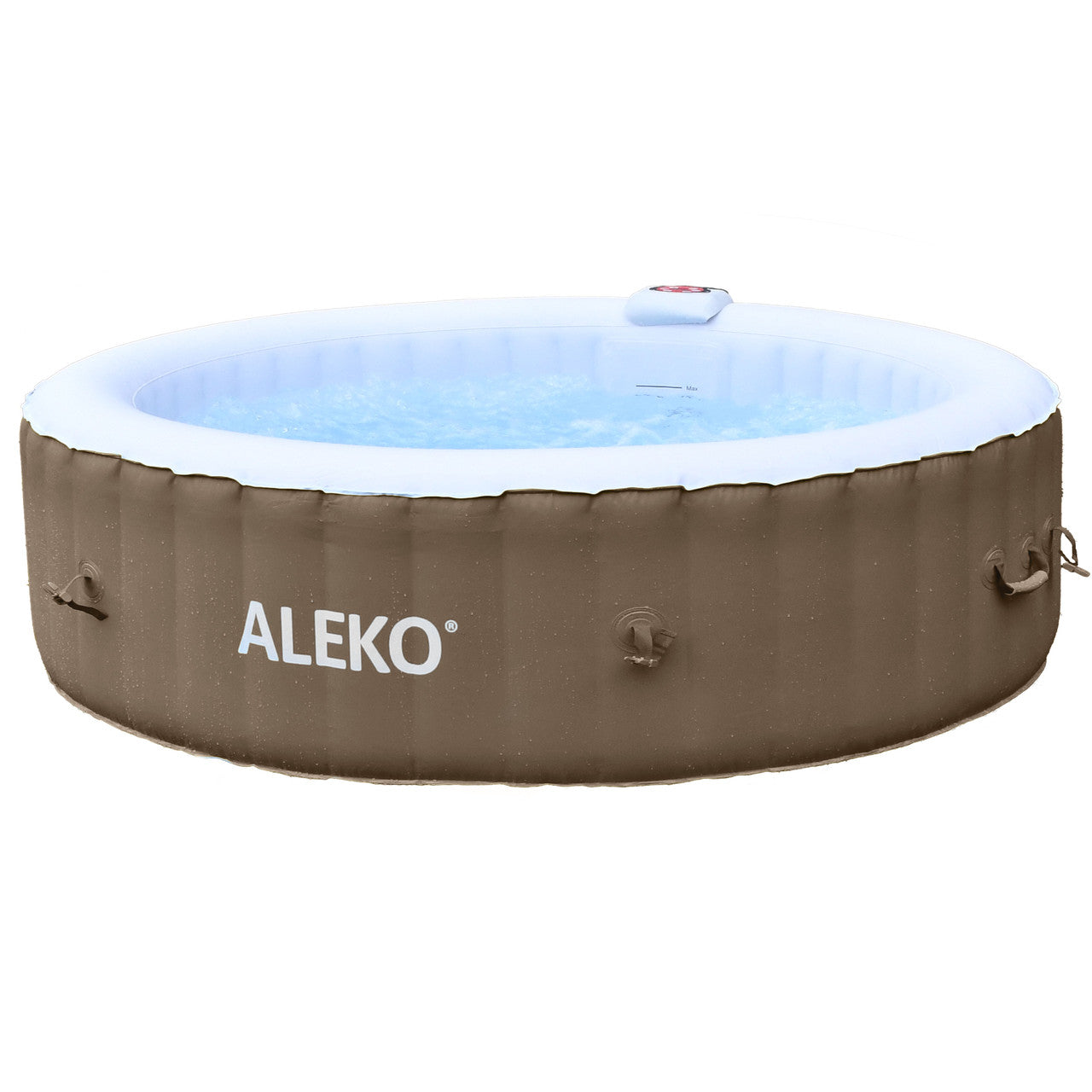 Aleko Round Inflatable Jetted Hot Tub with Cover - 6 Person - 265 Gallon - Brown and White HTIR6BRW-AP - Serenity Provision