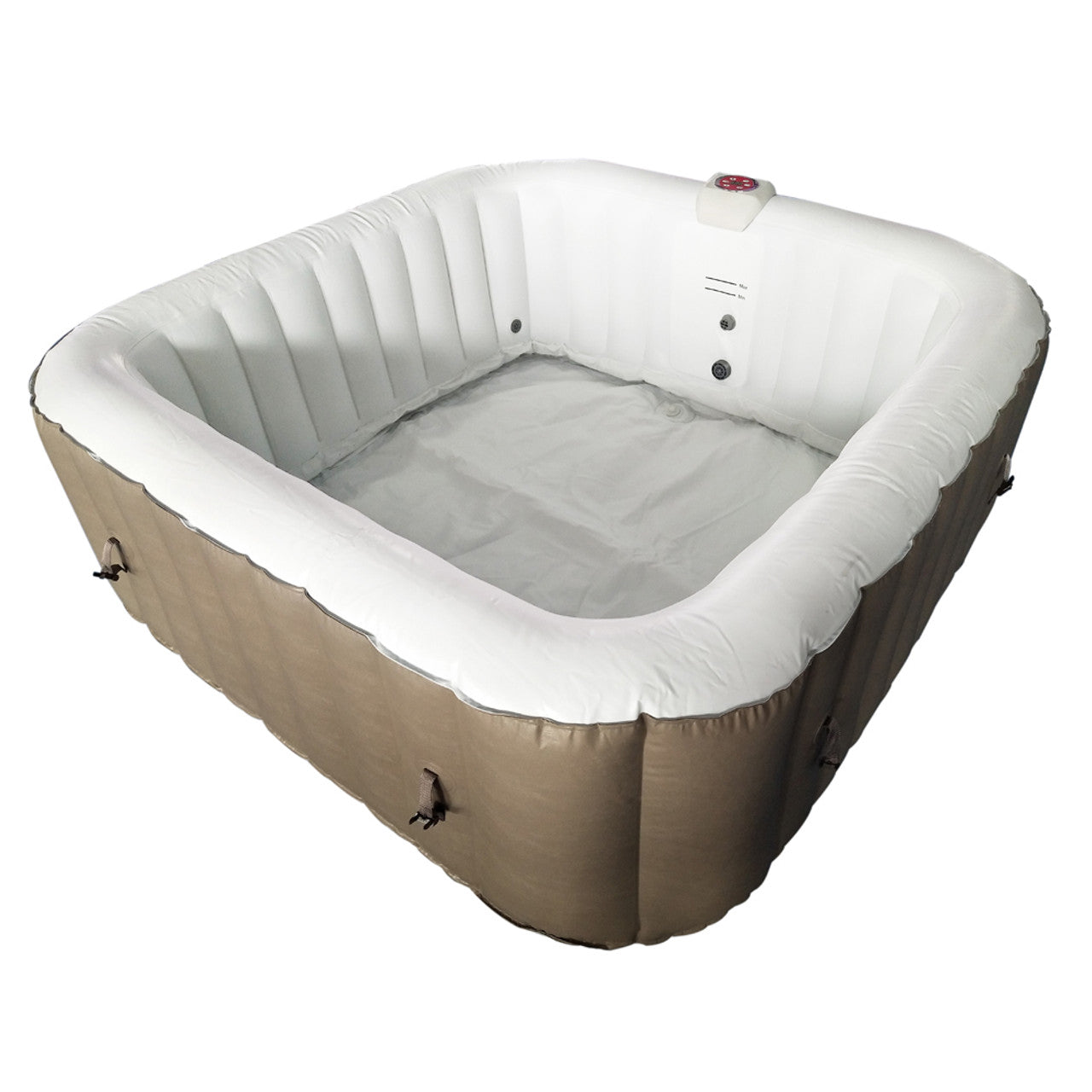 Aleko Square Inflatable Jetted Hot Tub with Cover - 6 Person - 250 Gallon - Brown and White HTISQ6BRWH-AP - Serenity Provision