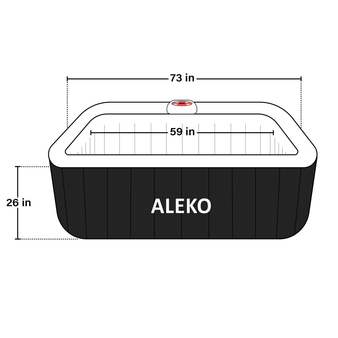 Aleko Square Inflatable Jetted Hot Tub with Cover - 6 Person - 265 Gallon - Black HTISQ6GYBK-AP - Serenity Provision