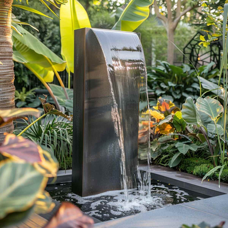 Aura Single Scupper Fountain | Metal Wall Waterfall