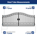16x8 ft Steel Dual Swing Driveway Gate