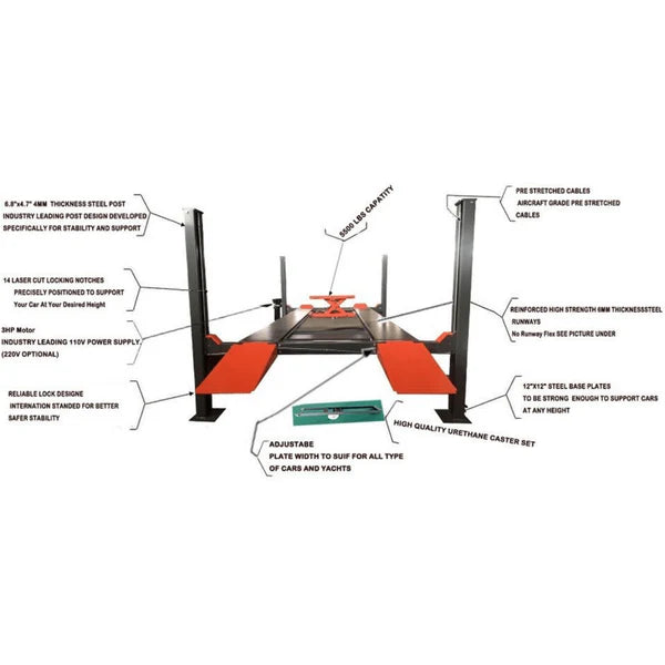 Katool KT-4H110 Four Post Vehicle Lift 11,000lb - 4H110