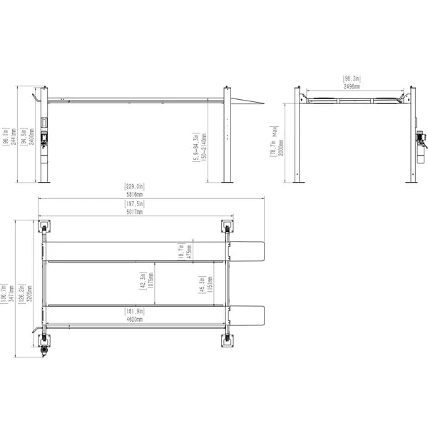 Katool KT-4H110 Four Post Vehicle Lift 11,000lb - 4H110