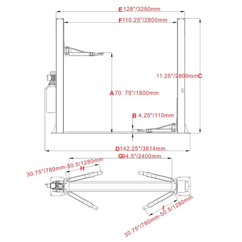 Katool KT-H105 Two Post Vehicle Lift 10,000lbs - H105