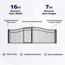 Aleko 16x7 ft Steel Dual Swing Driveway Gate with Pedestrian Door - Serenity Provision