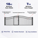 18x7 ft Steel Dual Swing Driveway Gate with Pedestrian Door
