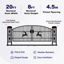 20x8 ft Dual Swing Driveway Gate with Ornamental Posts