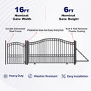 16ft Steel Sliding Driveway Gate with 5ft Pedestrian Gate