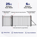 25ft Steel Sliding Driveway Gate with 5ft Pedestrian Gate