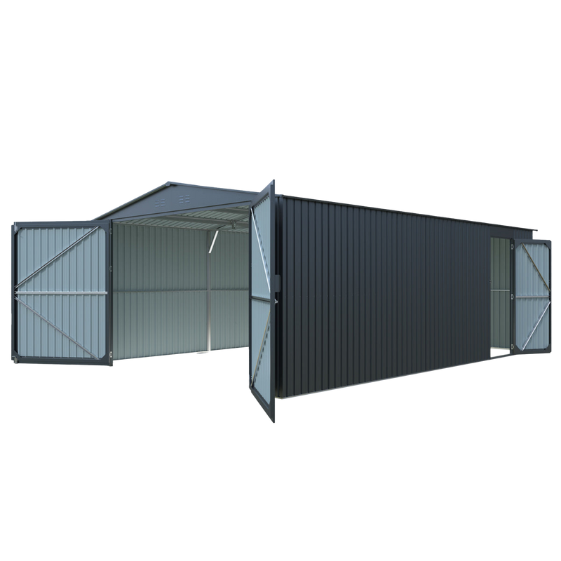 Chery Industrial 13 x 20 ft Plus Upgraded Metal Garage Shed with Double Front Doors, Side Entry Door