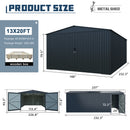 Chery Industrial 13 x 20 ft Plus Upgraded Metal Garage Shed with Double Front Doors, Side Entry Door