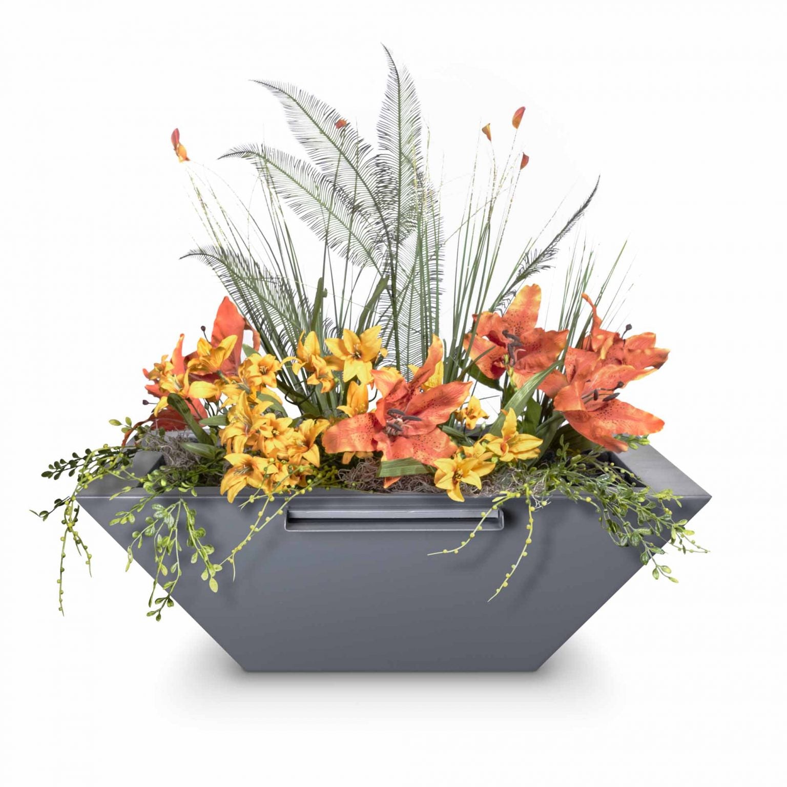The Outdoor Plus Maya Planter & Water Bowl Powder Coated Metal OPT-XXSQPCPW - Serenity Provision