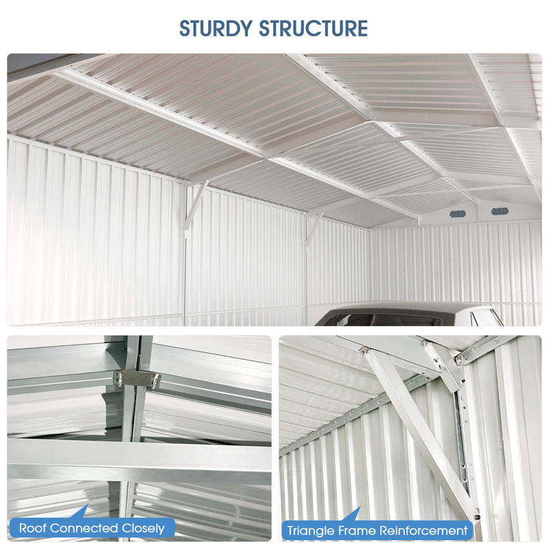 Chery Industrial 10 x 20 ft Metal Garage Shed with Double Front Doors, Side Entry Door