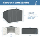 Chery Industrial 10 x 20 ft Metal Garage Shed with Double Front Doors, Side Entry Door