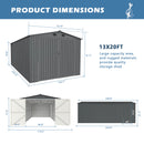 Chery Industrial 13 x 20 ft Metal Garage Shed with Double Front Doors, Side Entry Door