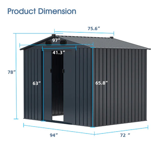 Chery Industrial Metal Storage Shed 8'x6' - DOUMS0806WH01