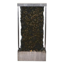 Aura Waterfalls Tabletop Fountain | Mossy Green Slate with Sanded Stainless | 14″