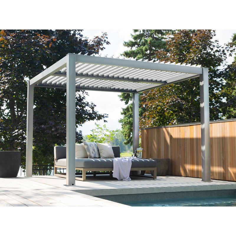 Gazebo Penguin Vikos Pergola with Aluminum Frame & Galvanized Steel Louvers 10ft. x 10ft. - PA1010 - Serenity Provision