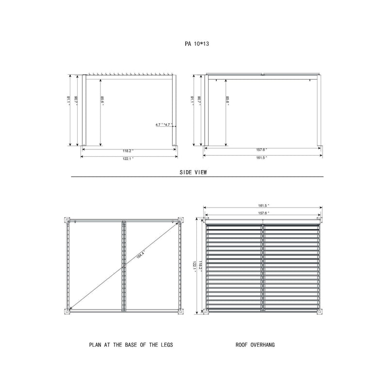 Gazebo Penguin Vikos Pergola with Aluminum Frame & Galvanized Steel Louvers 10ft. x 13ft. - PA1013 - Serenity Provision