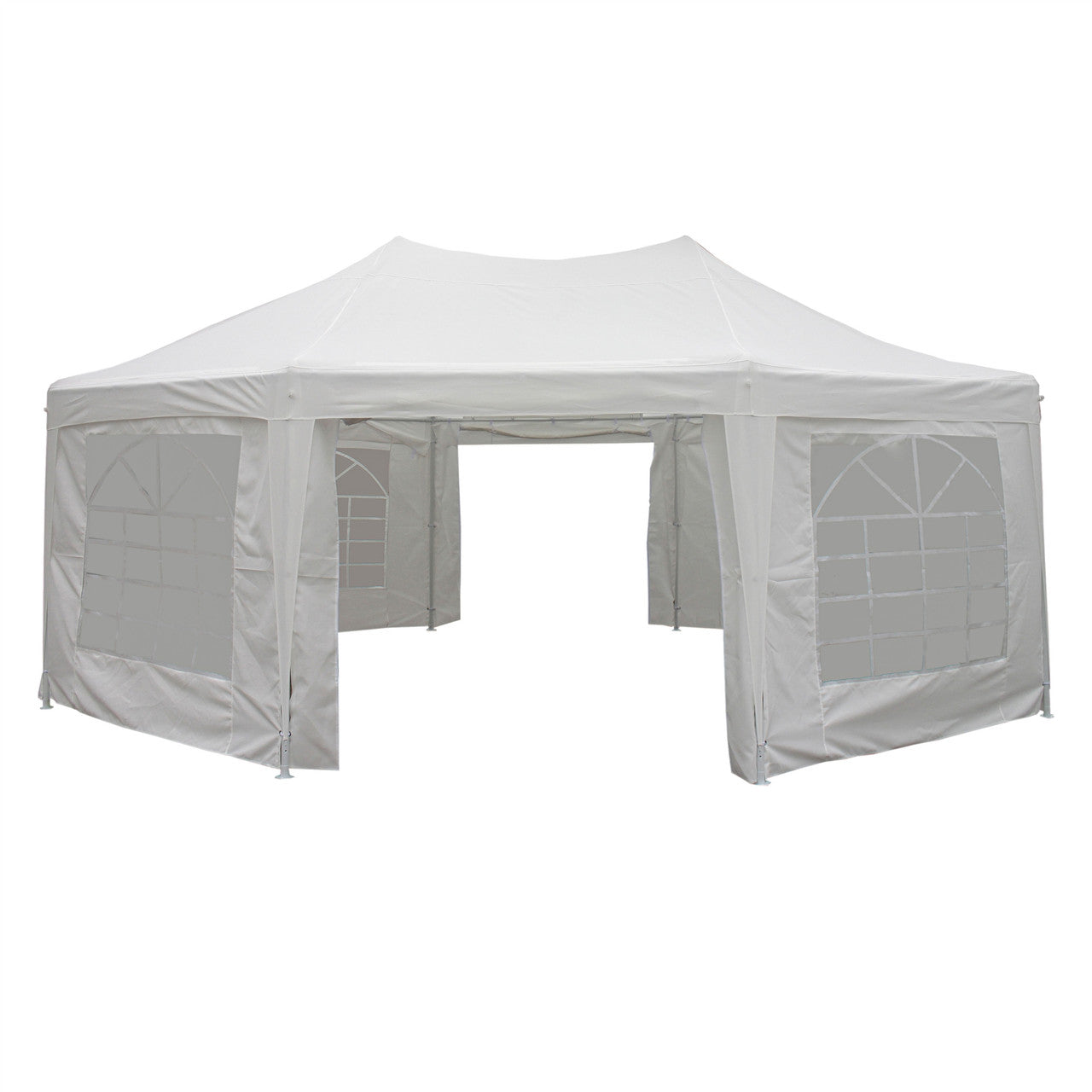 Aleko Heavy Duty Octagonal Outdoor Canopy Event Tent with Windows - 20 X 14 FT - White PWT22X16-AP - Serenity Provision