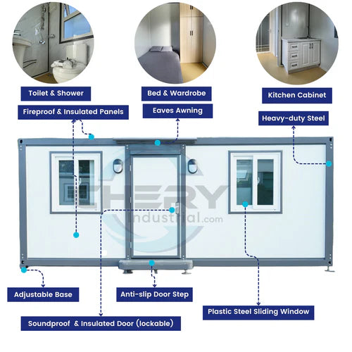 Bastone Modern Portable Office 7ft x 20ft with Bedroom - SUIPB720007C - Serenity Provision