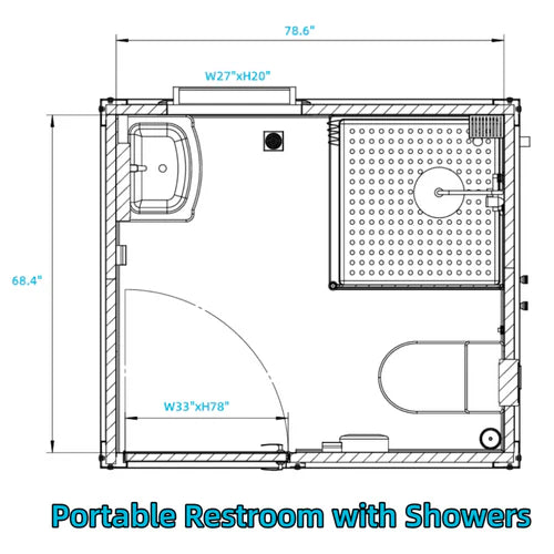 Bastone Portable Restroom with Shower