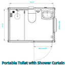 Bastone Portable Toilet with Shower Curtain Style PM000126
