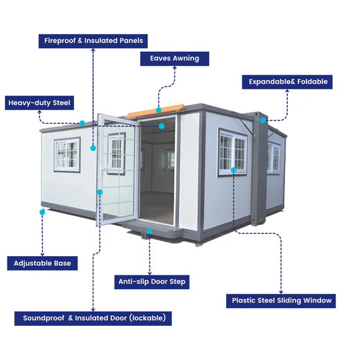 Bastone Tiny Home 15ft x 20ft, Expandable Prebuilt Home - PM000117 - Serenity Provision