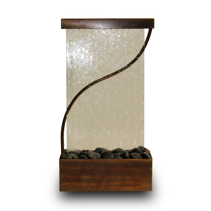 Aura Waterfalls Rainwave | Glass Tabletop Fountain | Bronze Patina