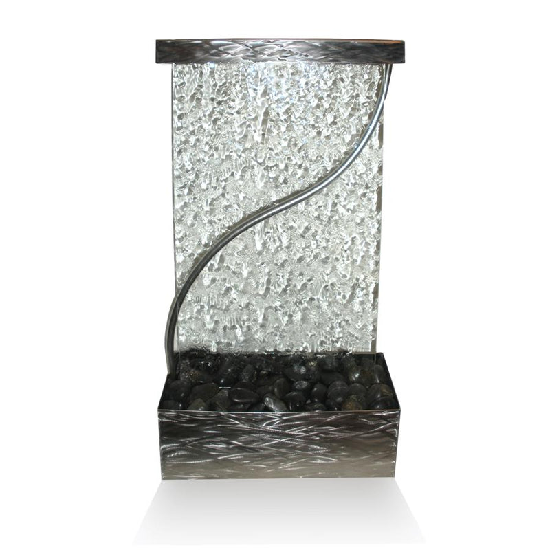 Aura Waterfalls Rainwave | Tabletop Fountain | Brushed Stainless