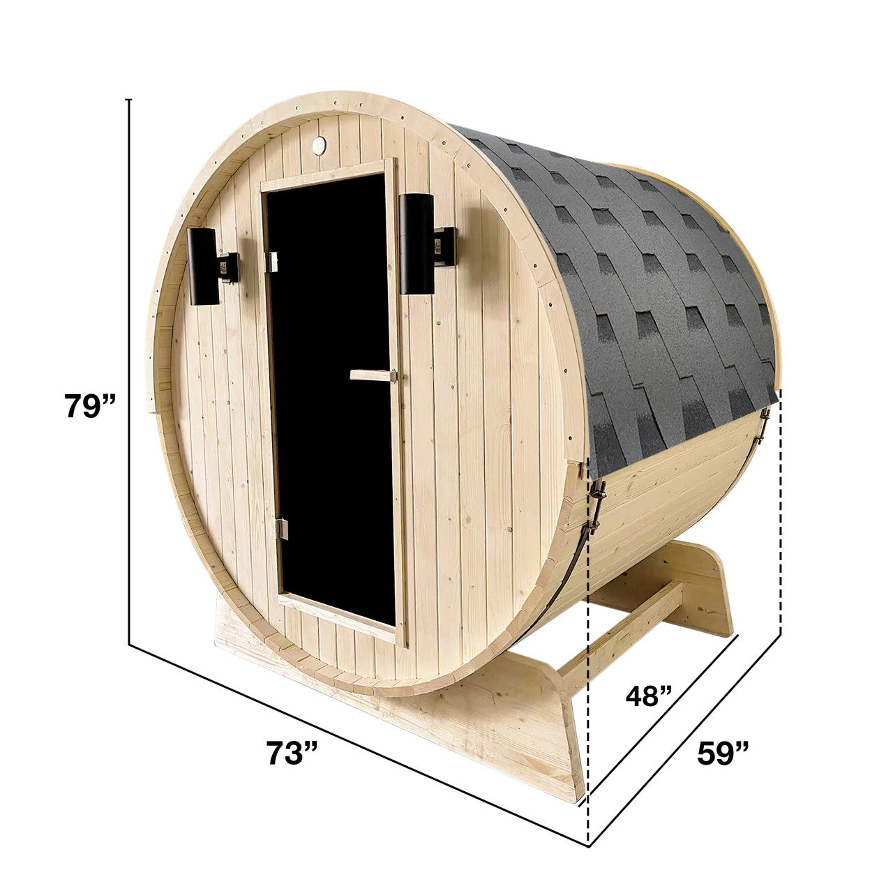 Aleko Outdoor and Indoor White Pine Barrel Sauna - 3-4 Person - 4.5 kW UL Certified Heater - Bitumen Shingle Roofing SB4PINE-AP - Serenity Provision