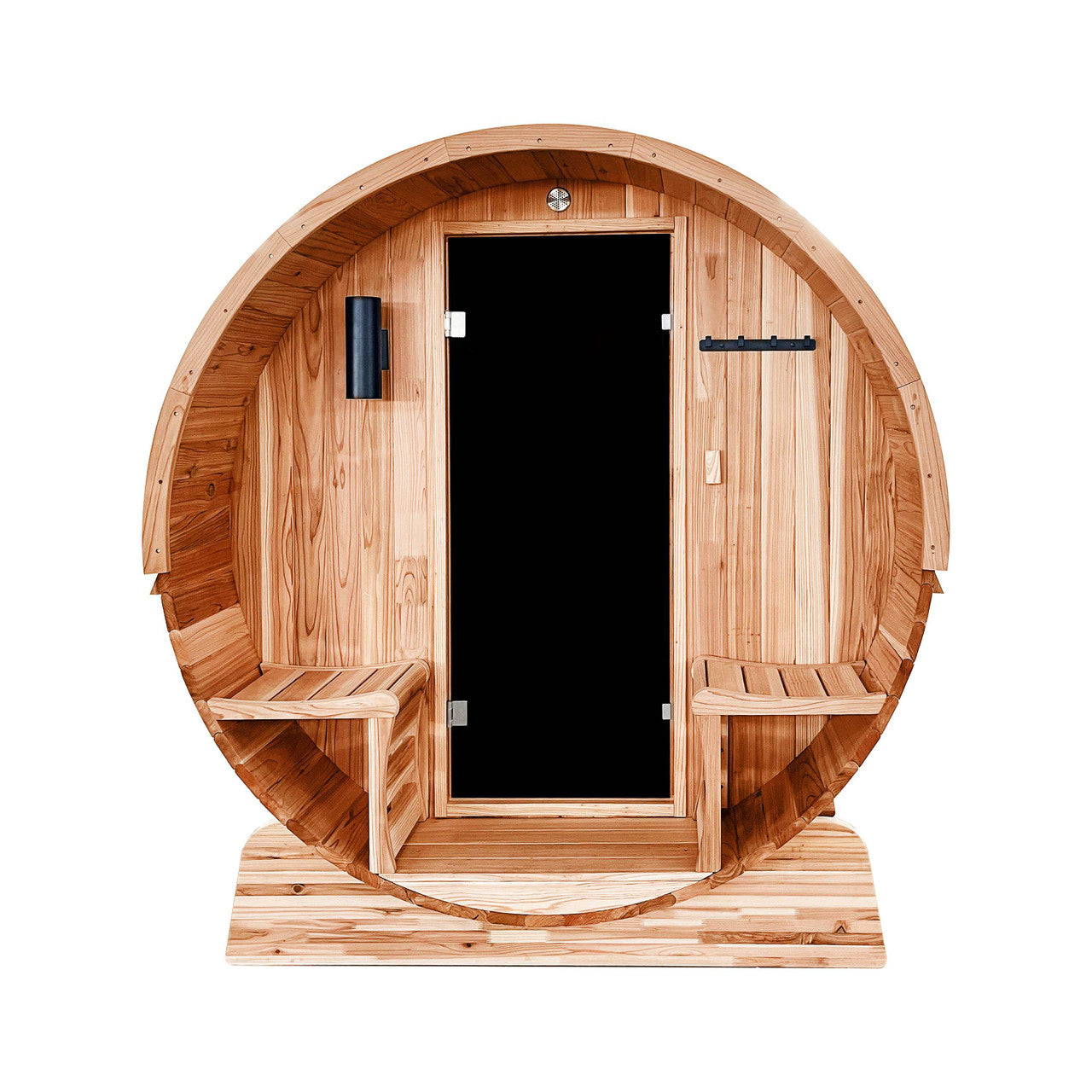 Aleko Outdoor Rustic Cedar Barrel Steam Sauna - Front Porch Canopy - UL Certified - 5-6 Person SB6CED-AP - Serenity Provision