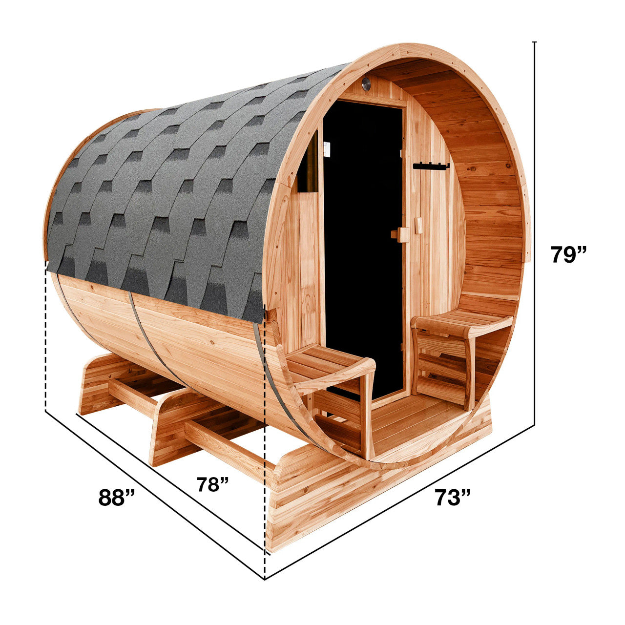 Aleko Outdoor Rustic Cedar Barrel Steam Sauna - Front Porch Canopy - UL Certified - 5-6 Person SB6CED-AP - Serenity Provision
