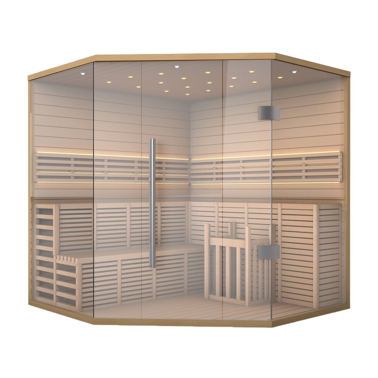 Aleko Canadian Hemlock Luxury Indoor Wet Dry Sauna with LED Lights - 6 kW UL Certified Heater - 5-6 Person SEA5JIU-AP - Serenity Provision
