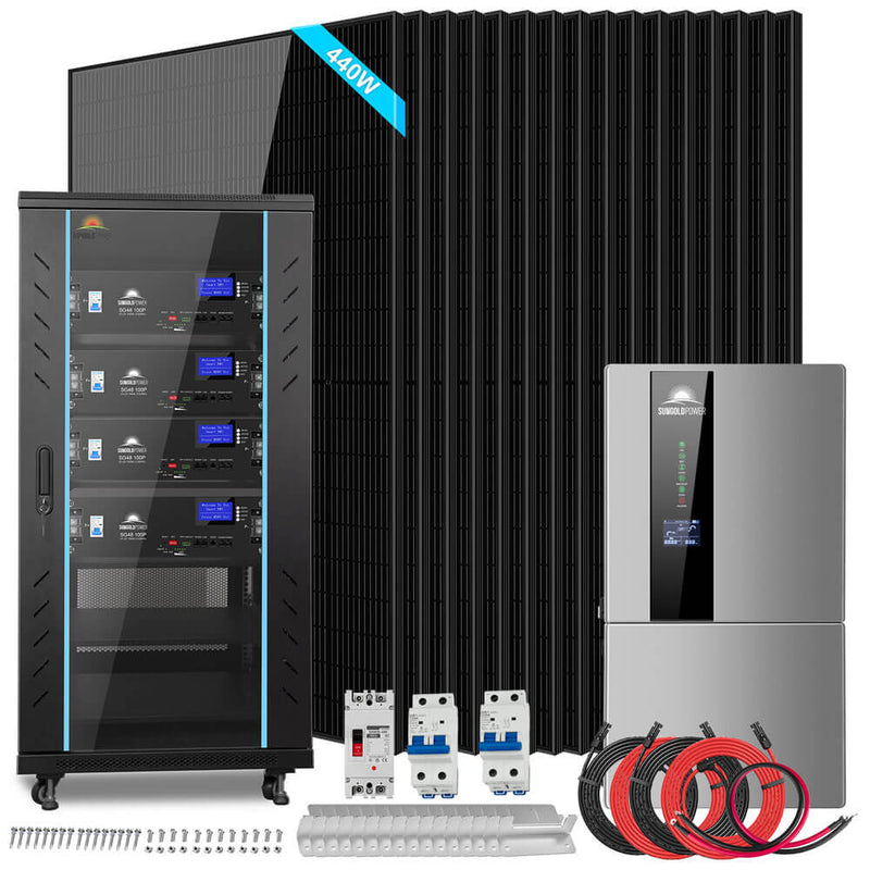 Hybrid Solar Kit 11.4KW 48V Split Phase 20.48KWH Lithium Battery 16 X 440 Watt Solar Panel SGH-11N2E