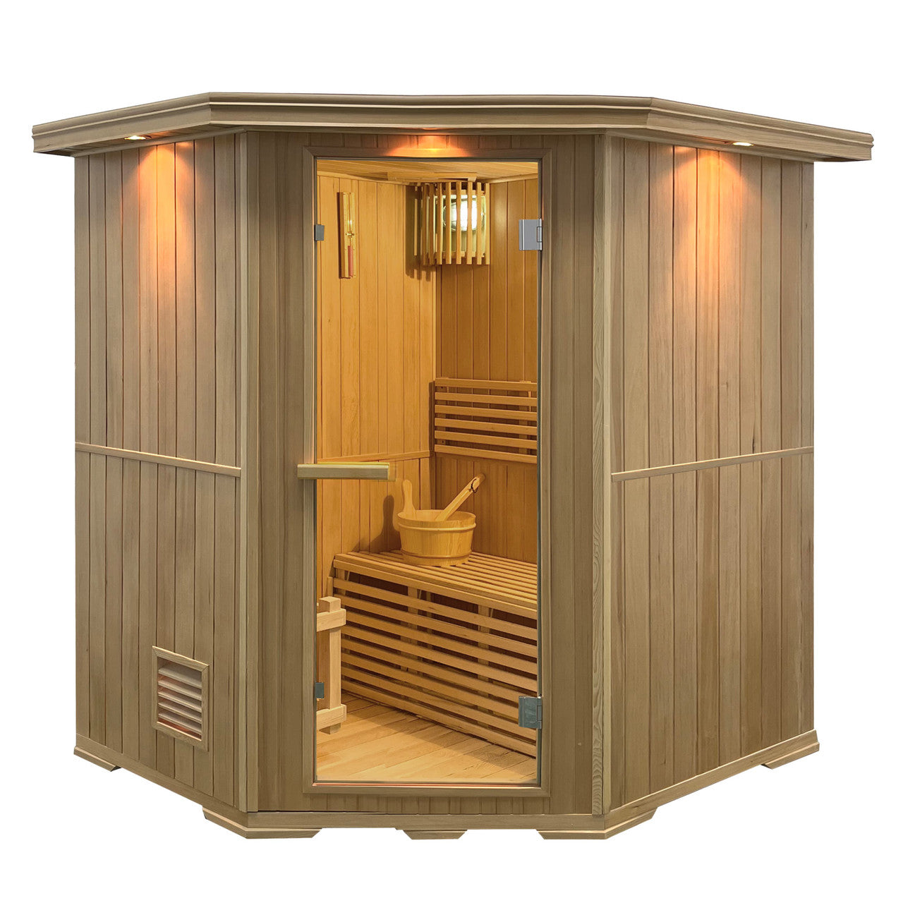 Aleko Canadian Hemlock Wet Dry Indoor Sauna - 6 kW UL Certified Heater - 6 Person SKD6HEM-AP - Serenity Provision