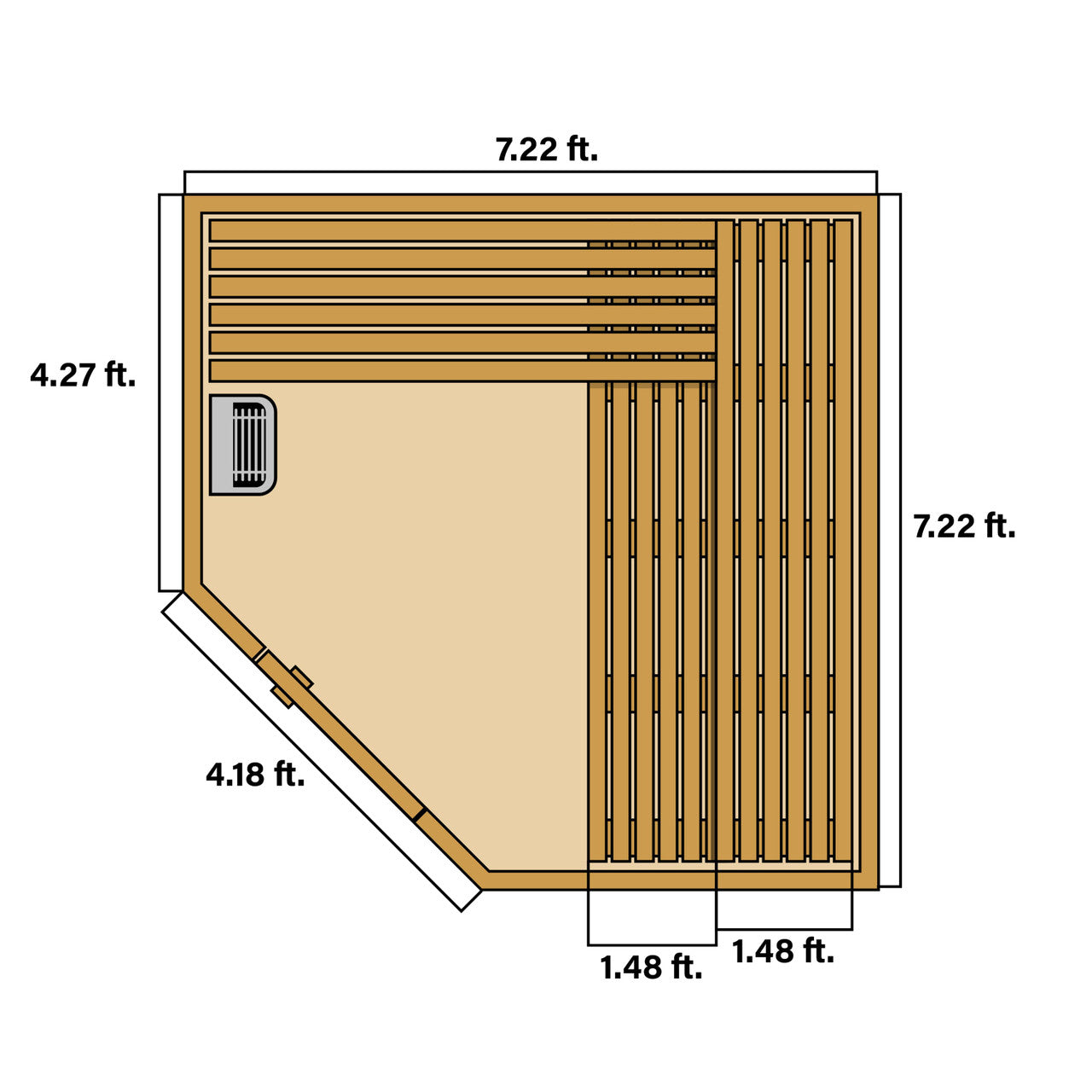 Aleko Canadian Hemlock Wet Dry Outdoor Sauna with Asphalt Roof - 8 kW UL Certified Heater - 8 Person SKD8HEM-AP - Serenity Provision
