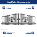 20x8 ft Steel Dual Swing Driveway Gate with Wider Goalposts