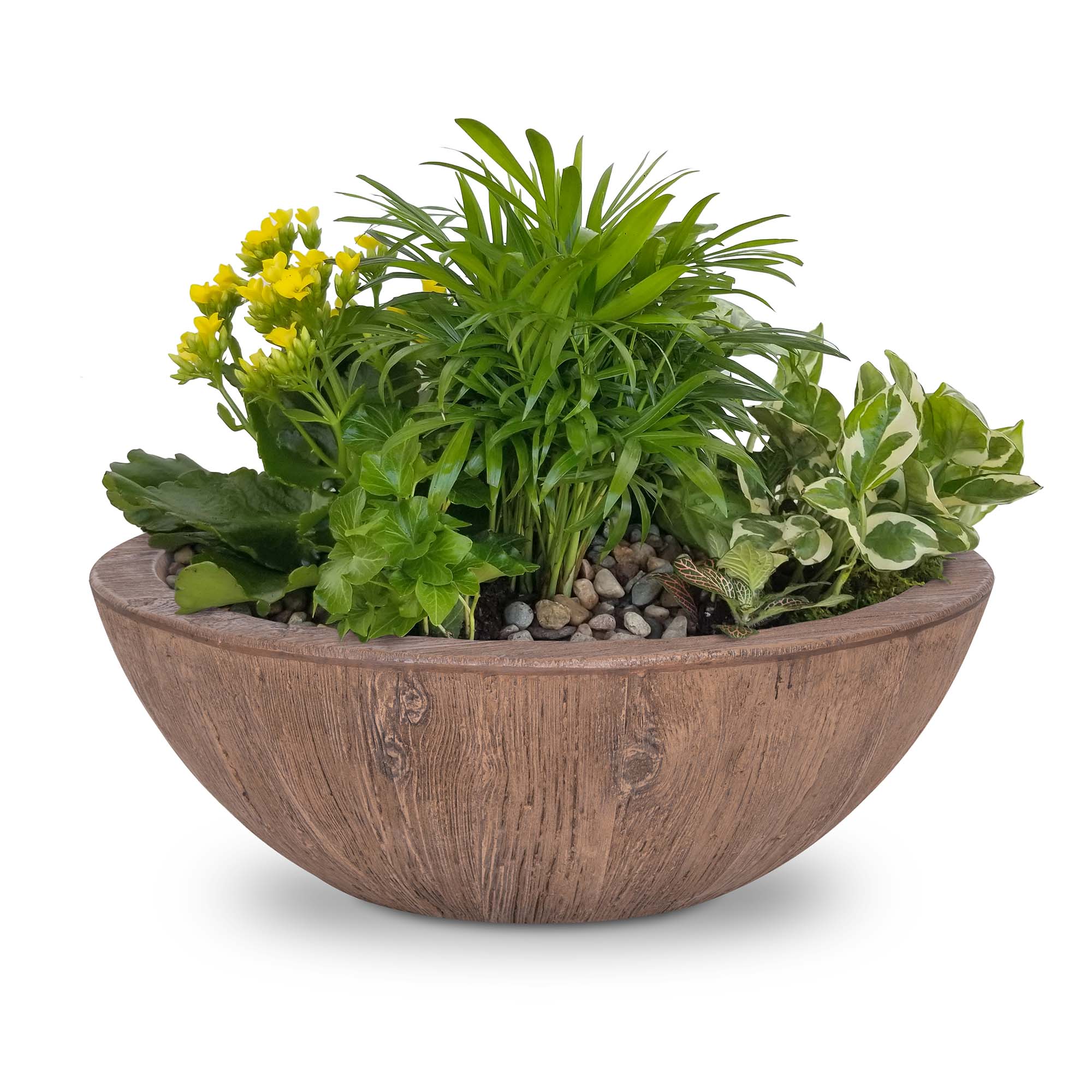 The Outdoor Plus Sedona Planter Bowl Wood Grain OPT-27RWGPO - Serenity Provision